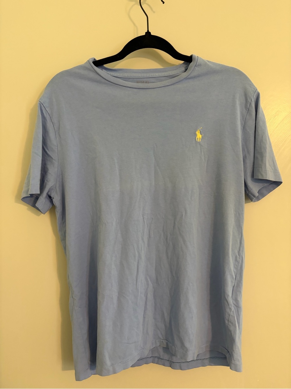 Ralph Lauren Light Blue Crew Neck Tee with Yellow Polo Logo